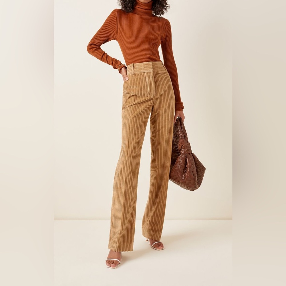 Victoria Beckham Tan Straight Leg Pants
